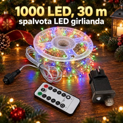 1000 LEDs, 30 m lange bunte LED-Girlande