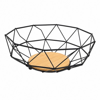 Obstkorb aus Metall mit Holzsockel