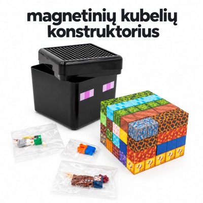 Magnetischer Konstruktor im Minecraft-Stil in einer quadratischen Box