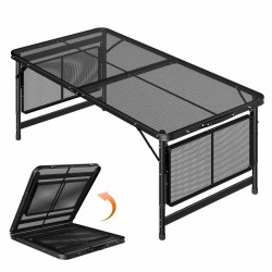 Klappbarer Aluminium-Touristentisch mit seitlichen Ablagen