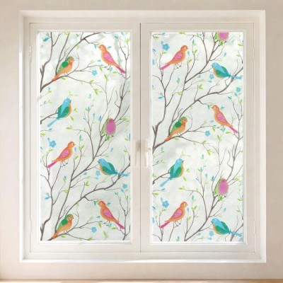 Matte, statische Fensterfolie mit Vogelmuster