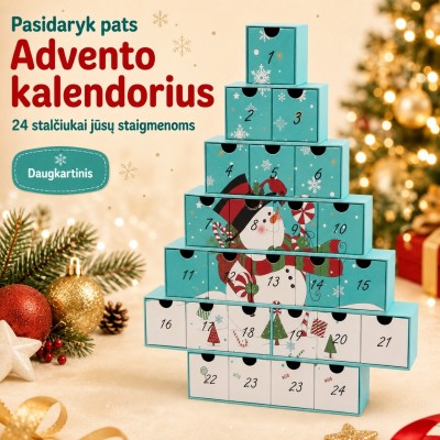 DIY-Adventskalender mit 24 Schubladen – Schneemann