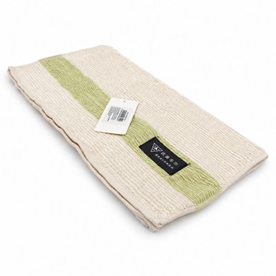 34 × 74 cm großes Baumwollhandtuch, cremefarben mit hellgrünem Streifen