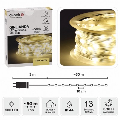 LED-Lichterkette auf Rolle, 500 LEDs, 53 m, warmweiß