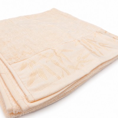 70 × 140 cm rosafarbenes Handtuch aus Bambusfasern und Baumwolle mit Bambusmuster,
