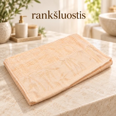 34 × 74 cm rosafarbenes Handtuch aus Bambusfasern und Baumwolle mit Bambusmuster