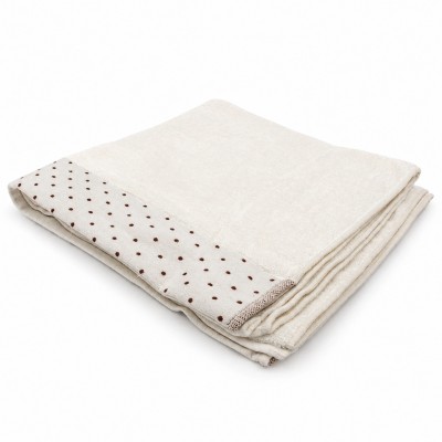 70 × 140 cm cremefarbenes Handtuch aus Baumwolle und Polyester mit braunen Punkten