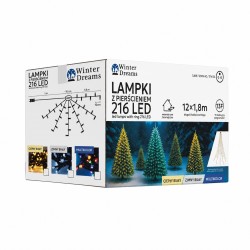 LED-Girlande mit Ring, 12 × 1,8 m, 216 LEDs, warmweiß