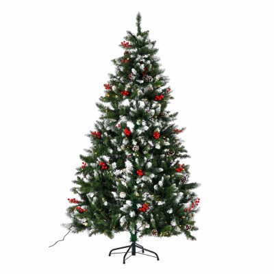 Künstlicher, schneebedeckter Weihnachtsbaum mit LED-Beleuchtung, 180 cm