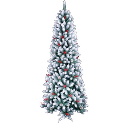 Künstlicher, schneebedeckter Weihnachtsbaum mit LED-Beleuchtung, 210 cm