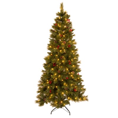 Künstlicher grüner Weihnachtsbaum mit LED-Beleuchtung, 180 cm