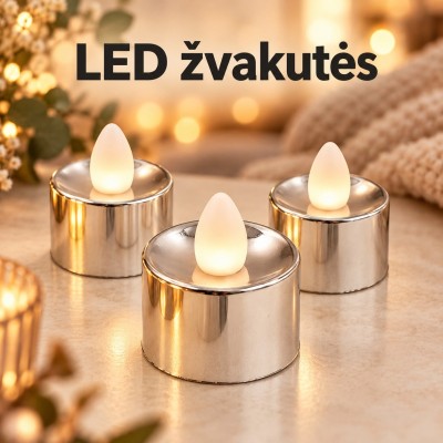 Dekorative LED-Kerze, silberfarben, 3,5 × 3,5 cm