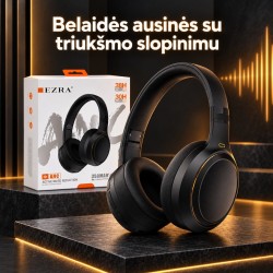 Belaidės ausinės su aktyviu triukšmo slopinimu EZRA BW95 Juodos Belaidės ausinės su aktyviu triukšmo slopinimu EZRA BW95 Juodos