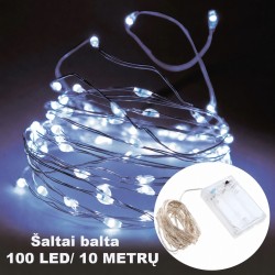 AA LED girlianda, 100 LED, 10 m, šaltai balta AA LED girlianda, 100 LED, 10 m, šaltai balta