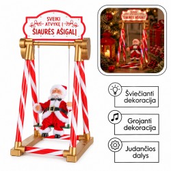 Kalėdų Senelis ant sūpynių su LED apšvietimu ir muzika, 49 cm Kalėdų Senelis ant sūpynių su LED apšvietimu ir muzika, 49 cm