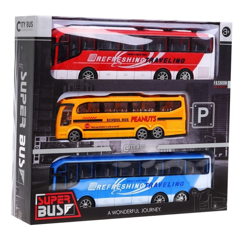 Autobusų rinkinys x3 vnt. mokyklinis autobusas Autobusų rinkinys x3 vnt. mokyklinis autobusas