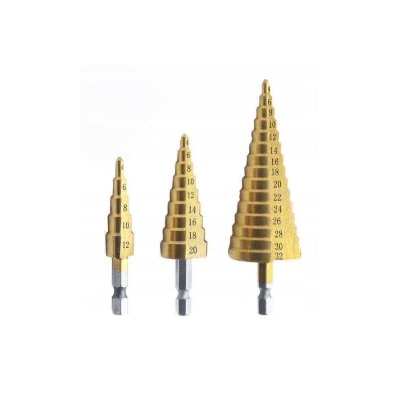 Pakopinių grąžtų rinkinys 3vnt., 4-32mm, HEX